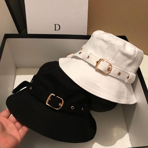 

2021 fisherman's hat new british fashion autumn and winter metal buckle belt basin hat versatile leisure fashion accessories, Blue;gray