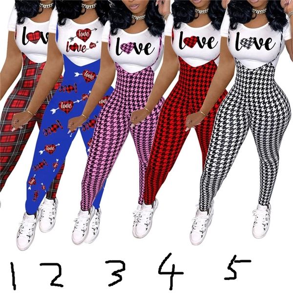 

2021 summer women clothes designer jumpsuits rompers bodysuits overalls suspender pants letter printed t-shirt set short sleeves h12203, White