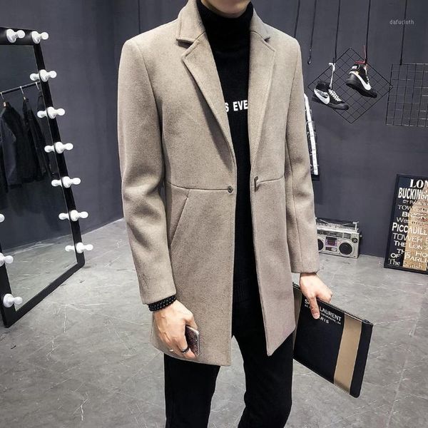 

men coat winter long in the new suit men 's pure color cloth dust coat1, Black;brown