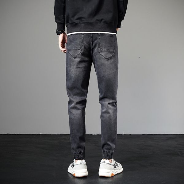 

jeans men's autumn slim brand elastic korean fashion small leg pants corset casual black overalls, Blue