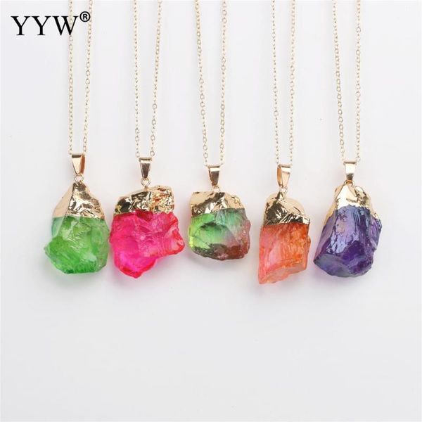 

new irregular natural stone necklace pendant gold color plated chain for women pendant chain health lucky necklace jewelry, Silver