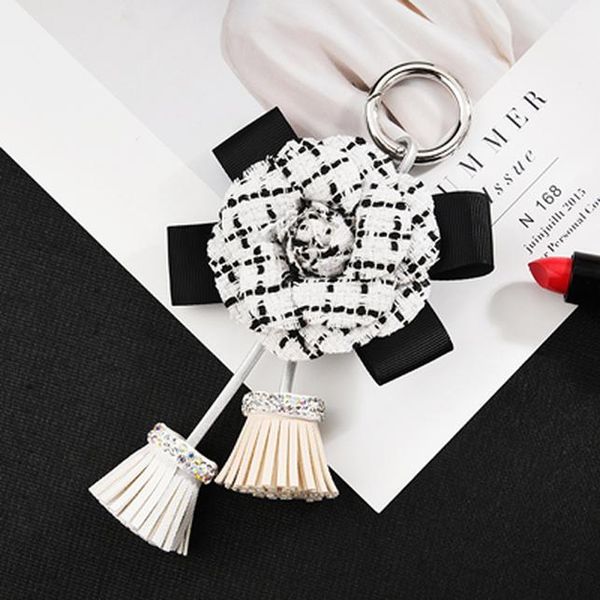 

fashion rose with tassel keychain gifts for women llaveros mujer car bag accessories keyring holder jewelry accessory eh342 h wmtfzd, Slivery;golden