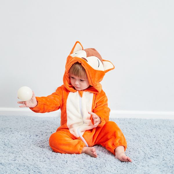 

animal fox kigurumis infant romper onesie soft warm baby clothing funny cute baby boys girls onesies kids outfit costume 201030, Blue