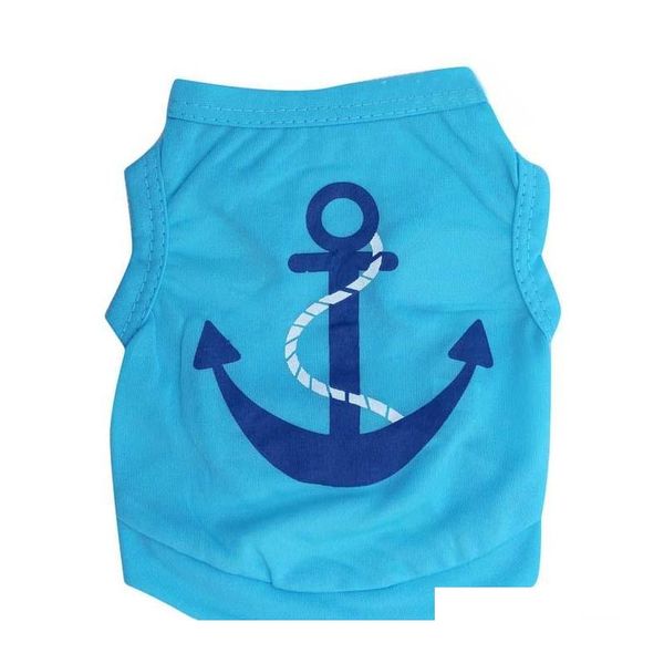 

summer pet puppy dog vests anchor pattern cool cat clothes shirt bttxu