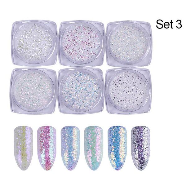 

6 boxes holo laser dust 3d cat eye magnet nail powder chrome pigments chameleon glitter suquins nail art dec jlltwb, Silver;gold