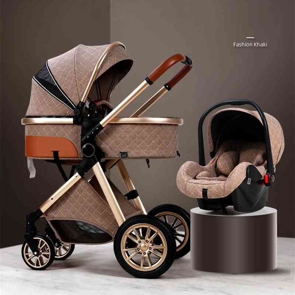 

2020 new baby stroller 3 in 1 high landscape reclining carriage foldable bassinet puchair newborn