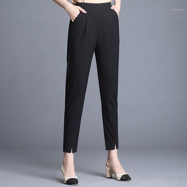 

2020 new summer women's long cotton pants fashion casual ladies pants 8051, Black;white