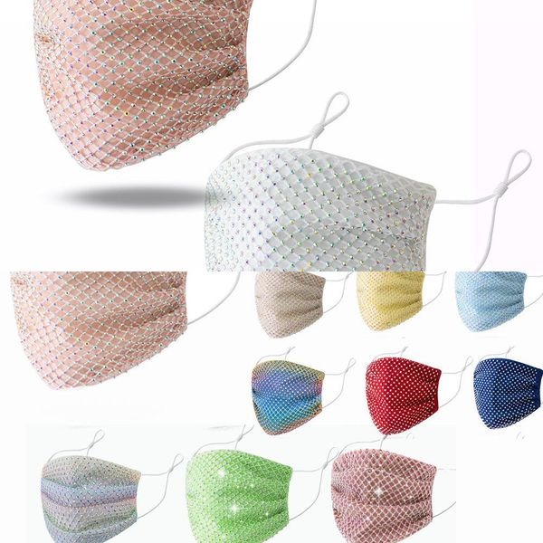 

ladies designer 15 diamond colors mask grid crystal fashion dust-proof anti-fog breathable washable reusable fcnu0xq