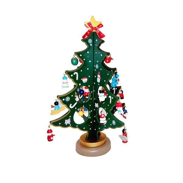 

wooden mini christmas tree toy deskdecoration with pendant ornament diy gift for kids