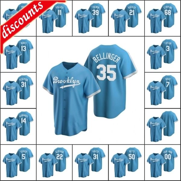 

los angeles\rdodgers men #35 cody bellinger 21 walker buehler 39 blake treinen custom women youth cooperstown collection alternate jersey, Blue;black