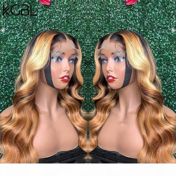 

kgbl highlight wavy t-part lace front human hair wigs 180% density non-remy wigs 8''-24'' brazilian with baby hair mediu, Black;brown