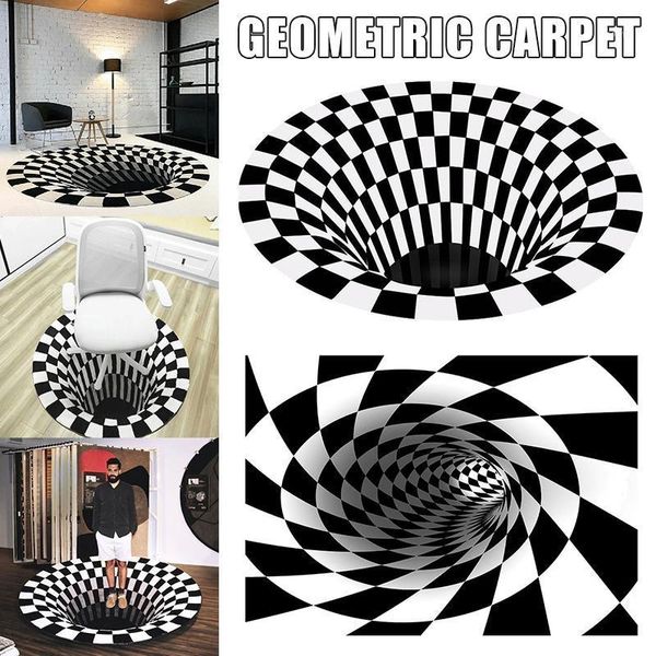 Tappeti Ly Vortex Illusion Rug 3D Trap Effect Stampa Tappeto Camera da letto Soggiorno Studio TE889 Tappetino