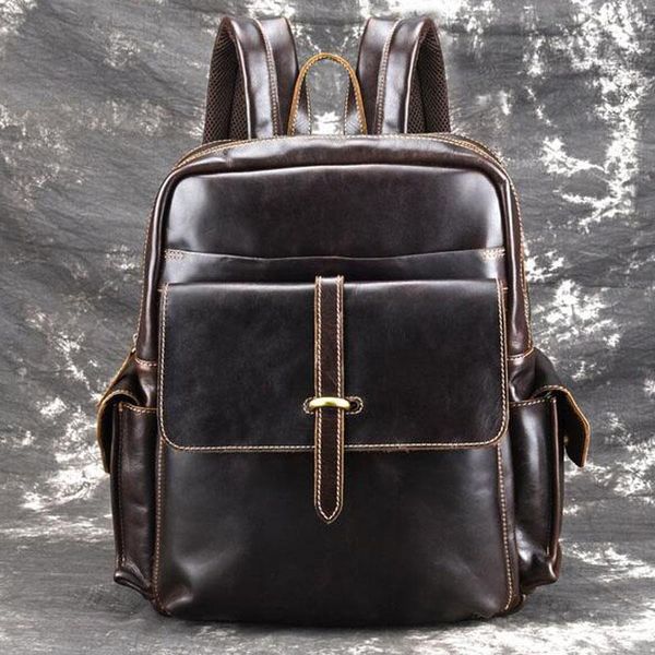 

retro oil wax male leather backpack backpack bag head layer cowhide simple computer bag leisure travel