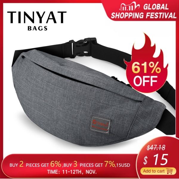 

tinyat male men waist bag pack casual functional money phone belt bag