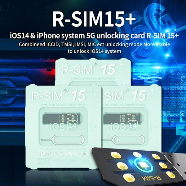 RSIM15 per scheda di sblocco iOS14 RSIM15+ R-SIM15 RSIM 15+ Doppia CPU Sblocco universale aggiornato per iPhone 11 Xs MAX XR X 8 PLUS ios8-14.x