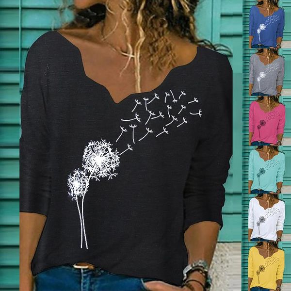 

35 oversized t shirt ladies woman tshirts long sleeve print women clothes v neck pullover shirt aesthetic, White