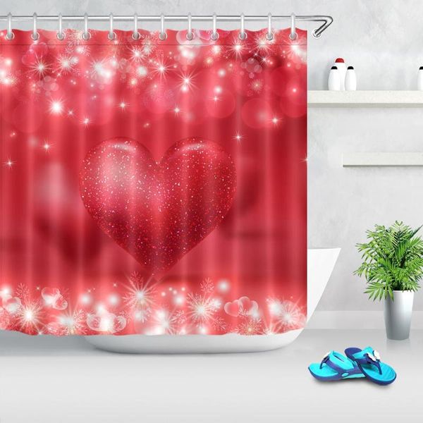 

shower curtains valentine's day red love heart shaped bokeh bathroom curtain waterproof polyester fabric bath with 12 hooks