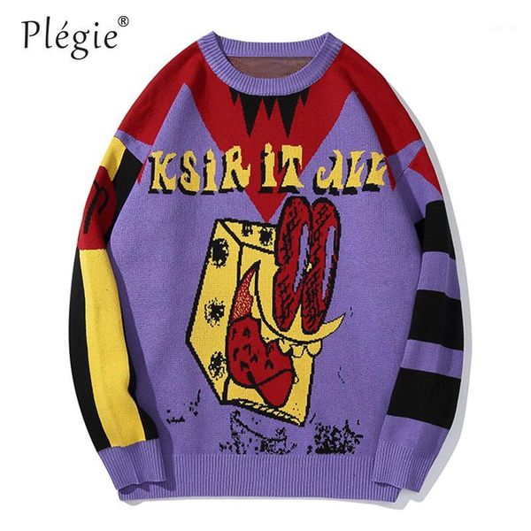 

plegie color block patchwork sweater men oversized hip hop streetwear sweater autumn cotton long sleeve outwear 1, White;black