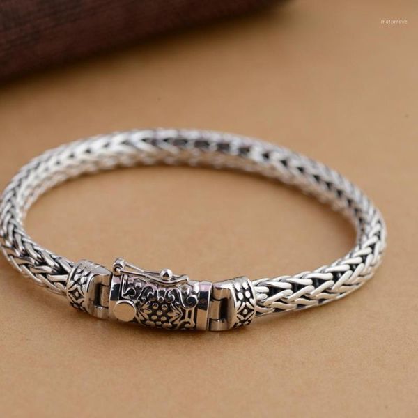 

other bracelets s925 pure silver bracelet hand-woven personality male money bracelet1, Golden;silver