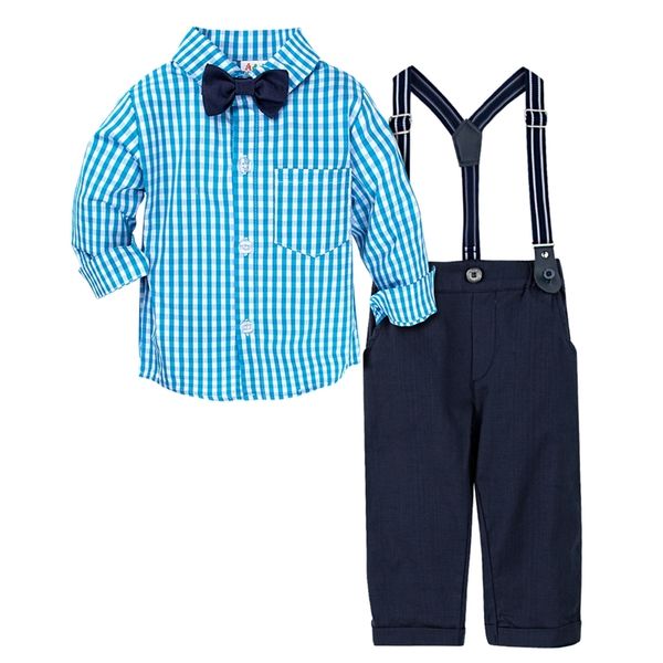 

baby wedding cute outfit infant gentleman formal clothing set toddler birthday party gift suit shirt pants overalls y200323, White