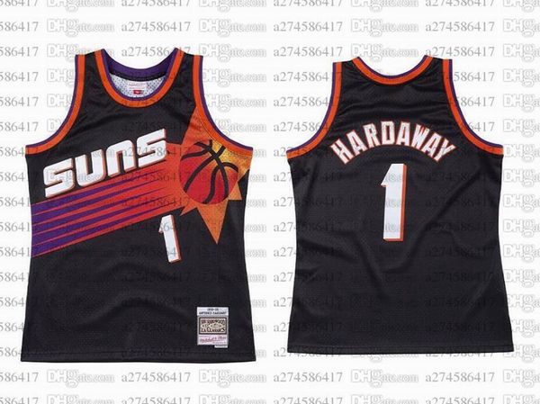 

custom s-6xl men women youth basketball jersey phoenix sun 1 anfernee hardaway 1999-20 m&n hardwoods classics retro jerseys, Black;red