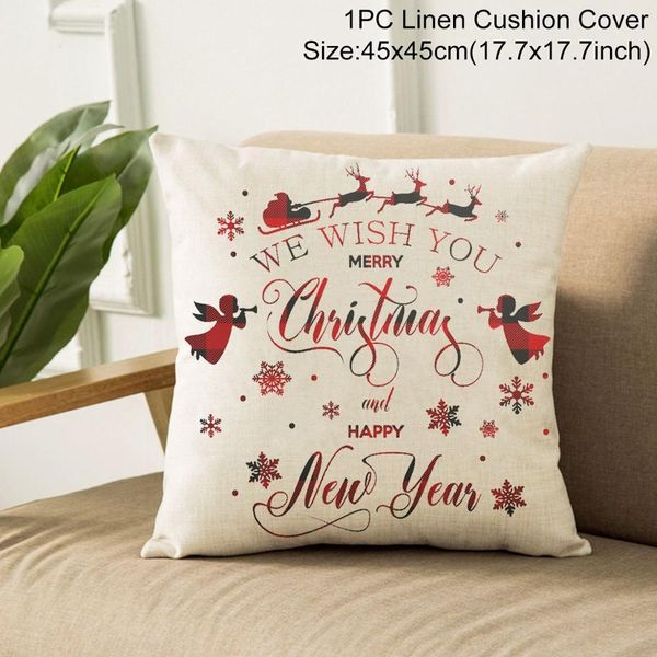 

45x45см льняная рождественская подушка для подушки с рождественским рождественским декором для домашних рождественских украшений рождество n