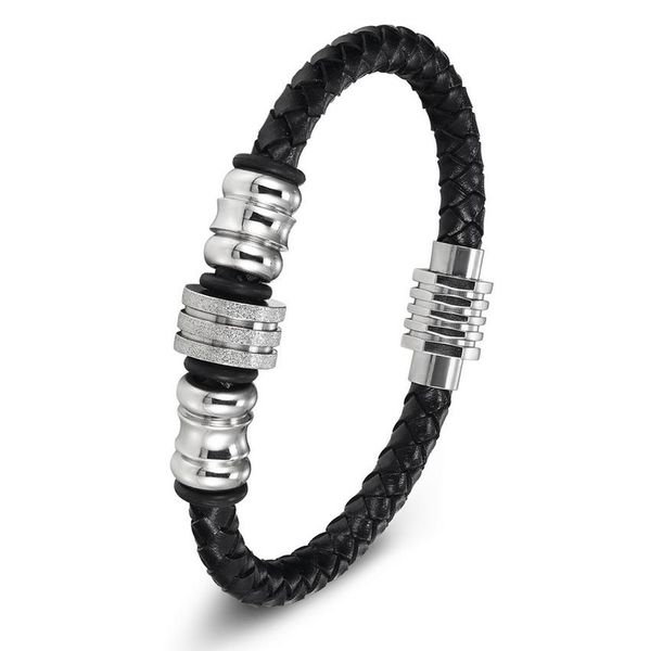

stainless steel genuine leather bracelets for women men magnet clasps 19cm ,21cm size choose wholesale drop-shipping jewelry wmtpin, Golden;silver
