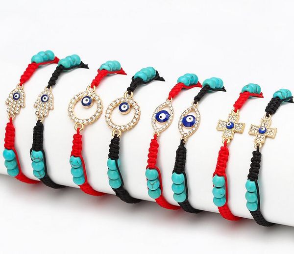 Mau Eye Bracelet Trançado Turco Olhos Azul Azul Vermelho Cordas Pulseiras Para Lover Casal Mulheres Presente