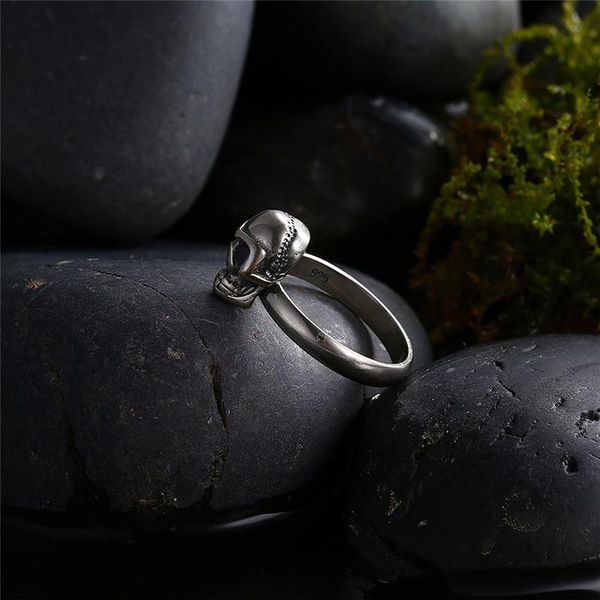 

винтажные мужчины мальчики череп кольцо панк рок черный древний серебряный цвет скелет узор скелет байкер кольца для мужчин женские ювелирны, Bronze;silver