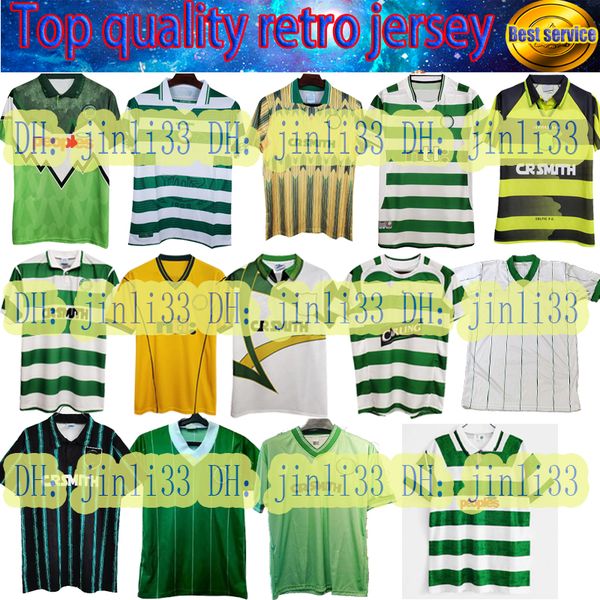 

82 84 86 89 celtic retro soccer jerseys 1991 1992 1998 1999 football shirts larsson classic vintage sutton 1995 1997 football kits top, Black;yellow