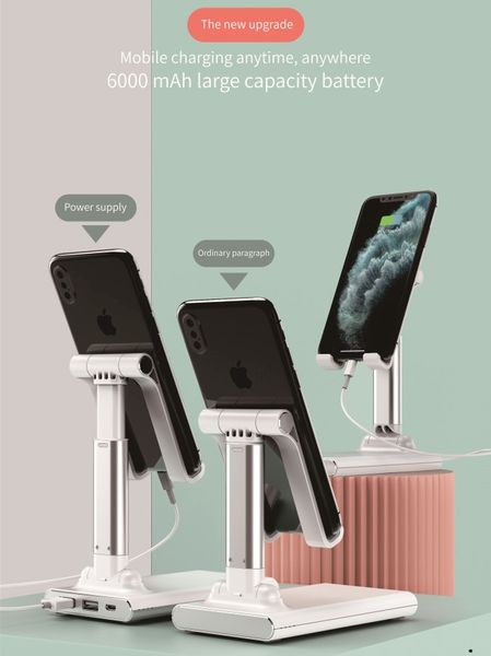 

min.1set portable power bank 6000mah quick charge with tablets & cell phone holder mobile phone stand adjusted height & angle
