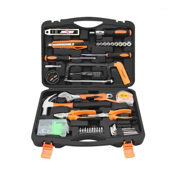 

hand tool set general household repair hand tool kit with plastic toolbox storage case socket wrench screwdriver knife1