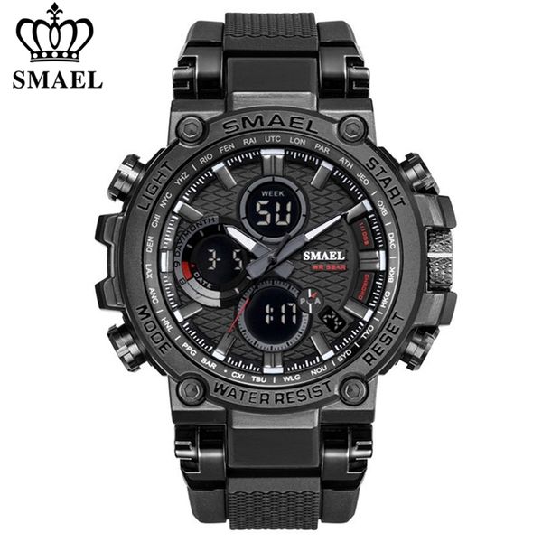 

smeal men sport watches digital double time chronograph watch mens led chronometre week display wristwatches montre homme hour 201209, Slivery;brown