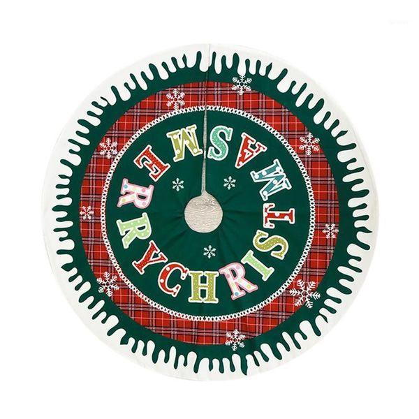

christmas ornaments linen printed christmas tree skirt decoration props xmas tree ornament dress up festival supplies green red1