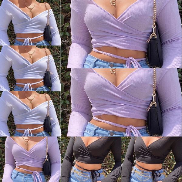 

iiyq 2018 crop knitted autumn women tank blouse neck v sleeveless female t-shirt vest fashion casual camis streetwear