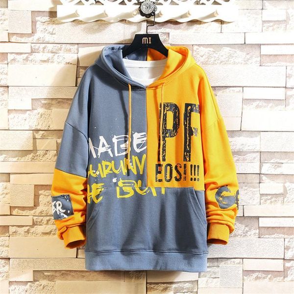 

winter 2020 men hoodies patchwork cotton sweatshirt male japan style harajuku pullover hoodies for man hooded streetwear clothes1, Black