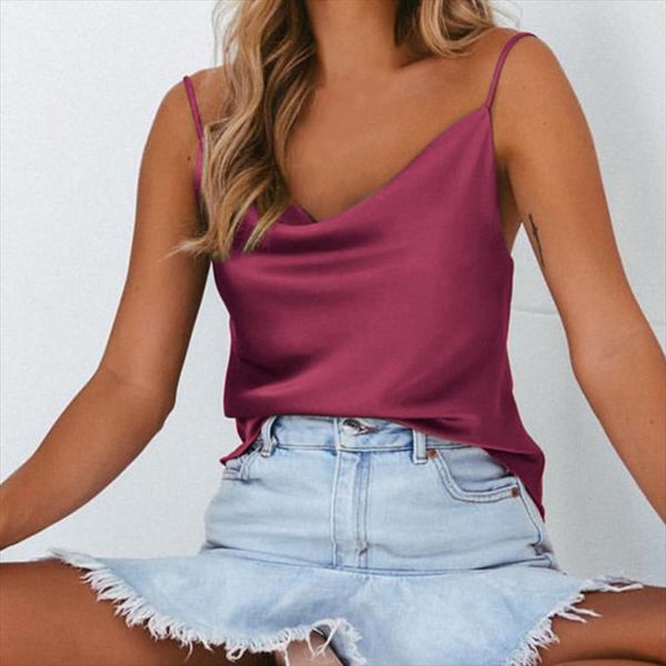 

spaghetti strap women v neck basic white camiole sleeveless satin silk tank womens summer camisole plus size