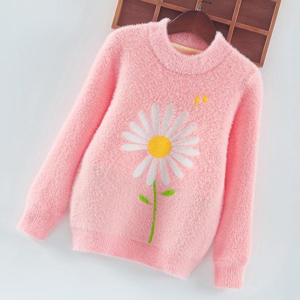 

pullover knitted children's flower clothing sweater for little girls fall clothes big kids teenage 6 12 16 years, Blue