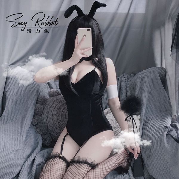 

lingerie bunny girl cosplay black suit red bodysuit erotic rabbit outfit wrapped in anime chest dress present for girlfriend