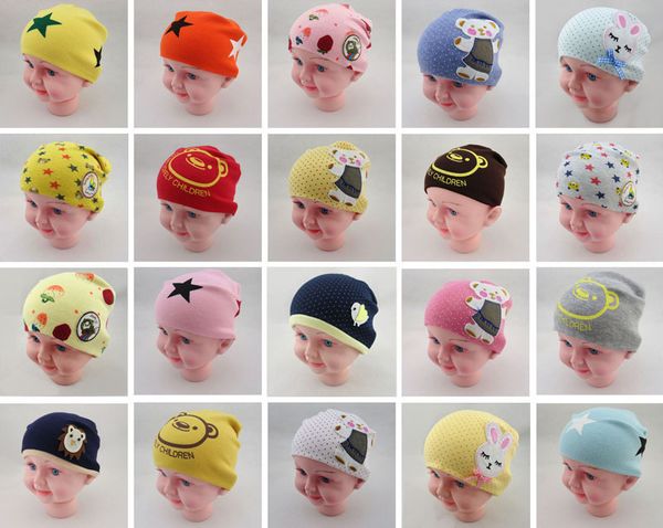 

baby caps infant winter spring cotton knit cap hat mixed designs, Yellow