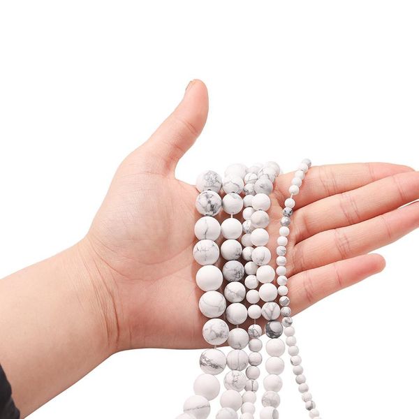 

1strand lot 4 6 8 10mm natural polished matte white turquoises round loose spacer beads for bracelet jewelry makings supplies h jllaan