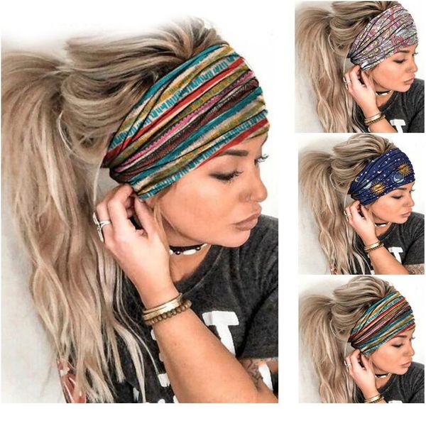 

women fashion sport 3d print stretchy headband breathable quick dry yoga running hair band elastic non-slip turban h jllfyg