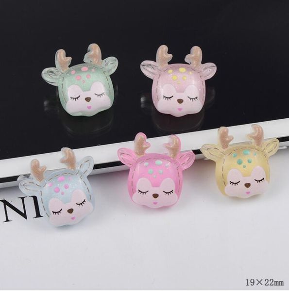 

decorative objects & figurines 100pcs/lot kawaii resin cartoon animal deer flatback cabochon diy craft scrapbooking accesssory