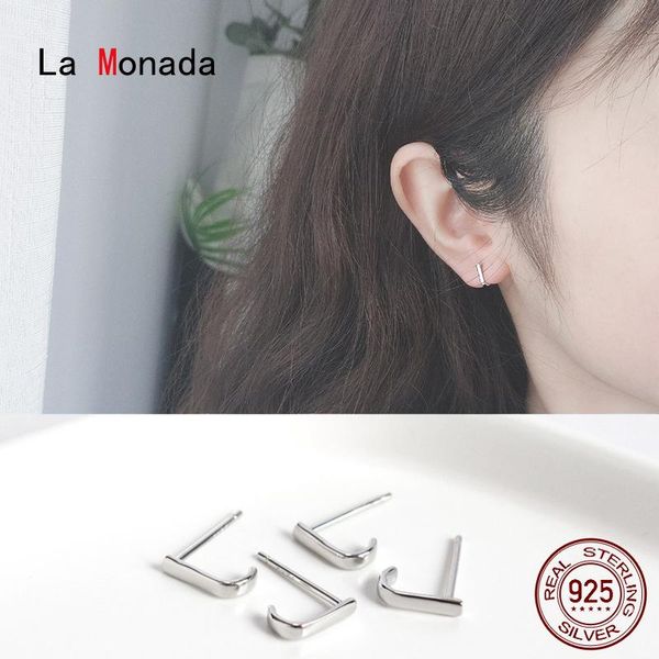 

stud la monada korean minimalist women earrings silver 925 fine jewelry for hook, Golden;silver