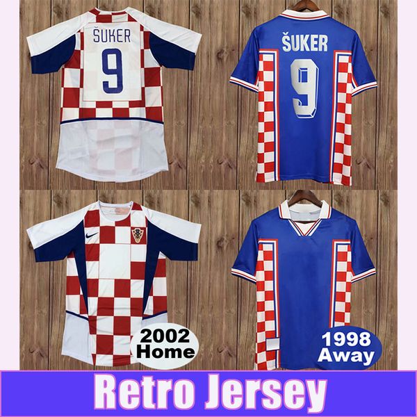 2002 Soldo Suker Erkek Retro Futbol Formaları Milli Takımı Stimac Tudor Mato Bajic Boban Evde Futbol Gömlek Kısa Kollu Üniformalar