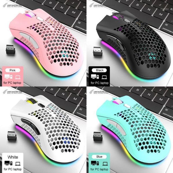 

mice rechargeable rgb led optical honeycomb game 1600dpi 2.4g usb wireless mouse1