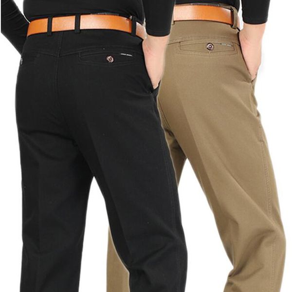 

2021 casual new winter with plush keep warm down straight men's pants size 30-44 g9dh, Black