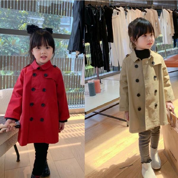 

girl's coat double breasted pleated windbreaker coat 20 autumn clothing new style foreign trade childrenswear s by 3-8 years old1, Blue;gray