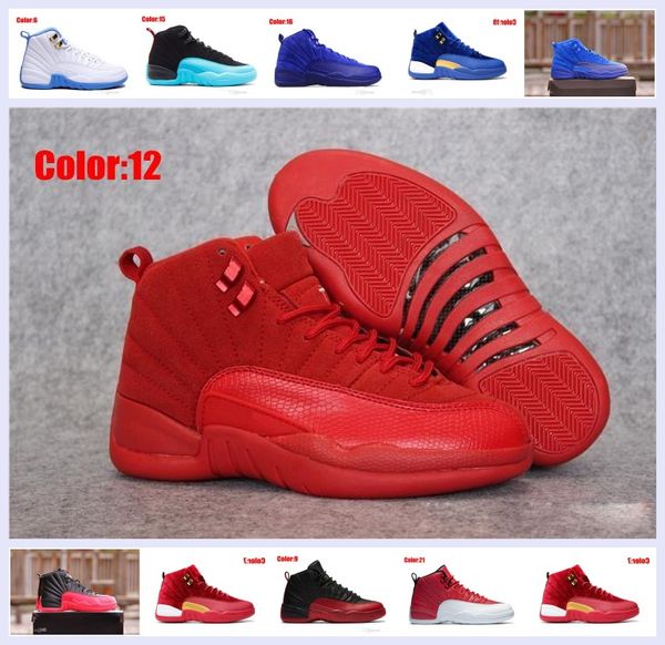 

12 12s mens basketball shoes sneakers ovo white gym red dark grey women basketba v9, Black
