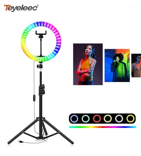 

teyeleec 10 inch rgb ring light with tripod phone clip selfie colorful pgraphy lighting for vlogging short video youtube1